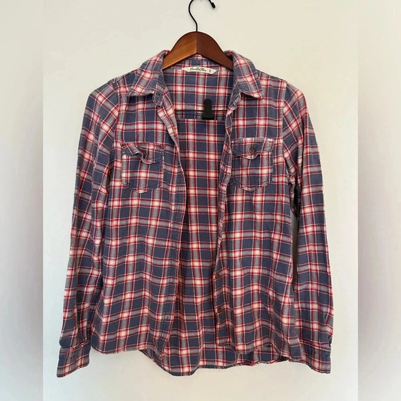 Vanilla star plaid blue and red button down shirt sixe medium - Picture 2 of 6